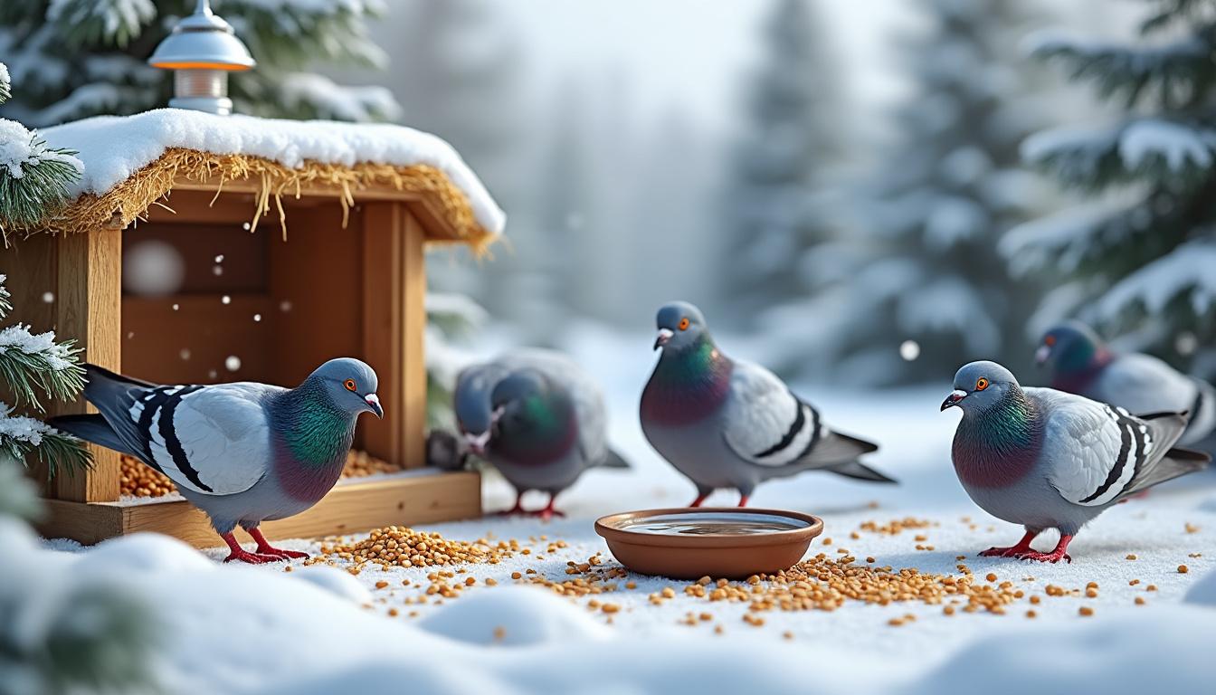 découvrez comment bien nourrir et hydrater les pigeons en hiver, ainsi que les équipements recommandés pour leur assurer confort et protection pendant la saison froide.