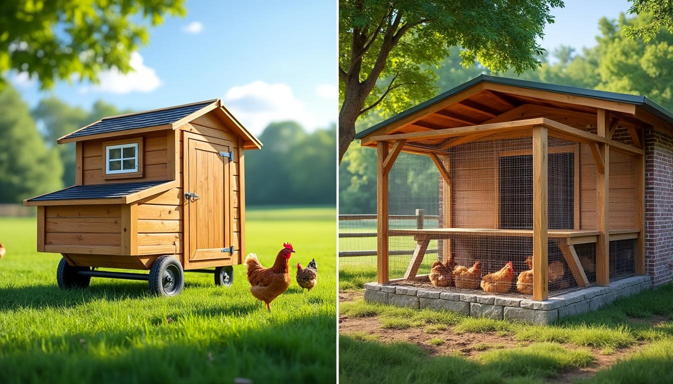 découvrez les avantages et les limites des poulaillers mobiles et fixes pour choisir la meilleure solution adaptée à votre élevage de poules.