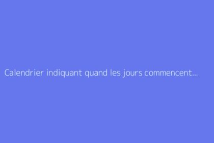 Calendrier indiquant quand les jours commencent à rallonger