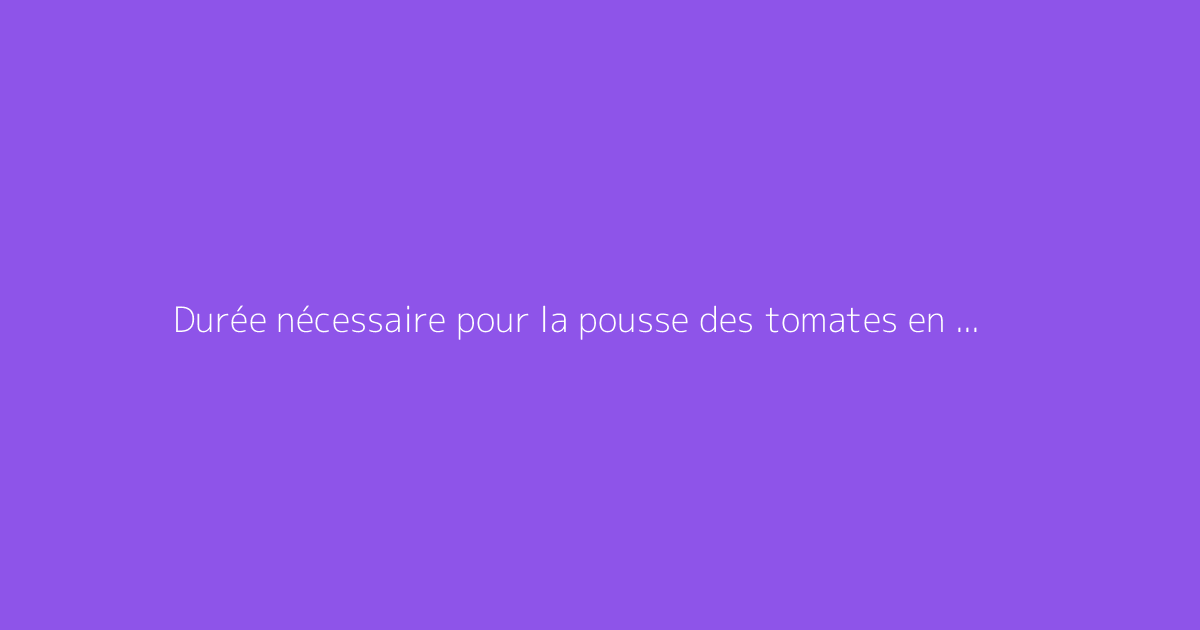 Durée nécessaire pour la pousse des tomates en serre