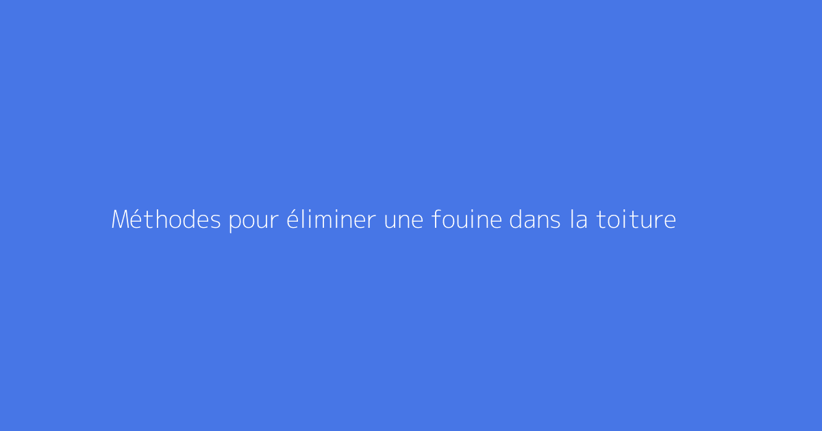 Méthodes pour éliminer une fouine dans la toiture