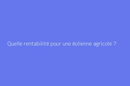 Quelle rentabilité pour une éolienne agricole ?