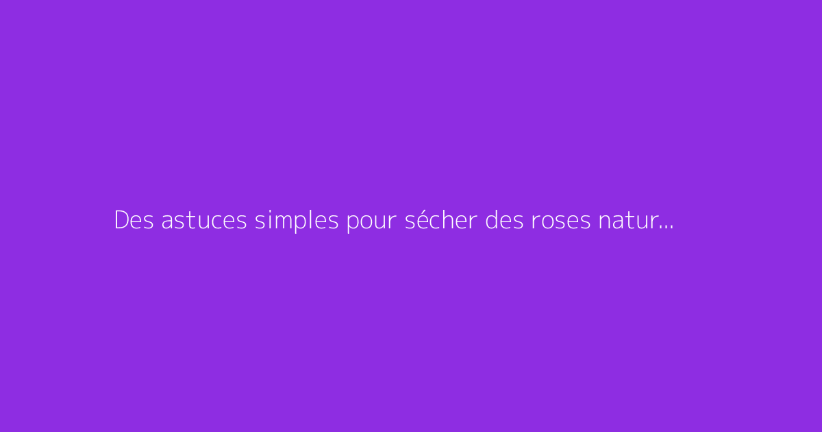 Des astuces simples pour sécher des roses naturellement